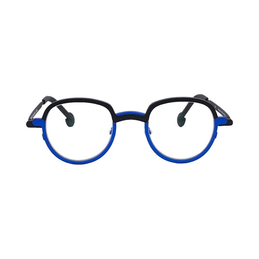 Lunettes de vue THEO Mong Kok titane noir et bleu - vue de face