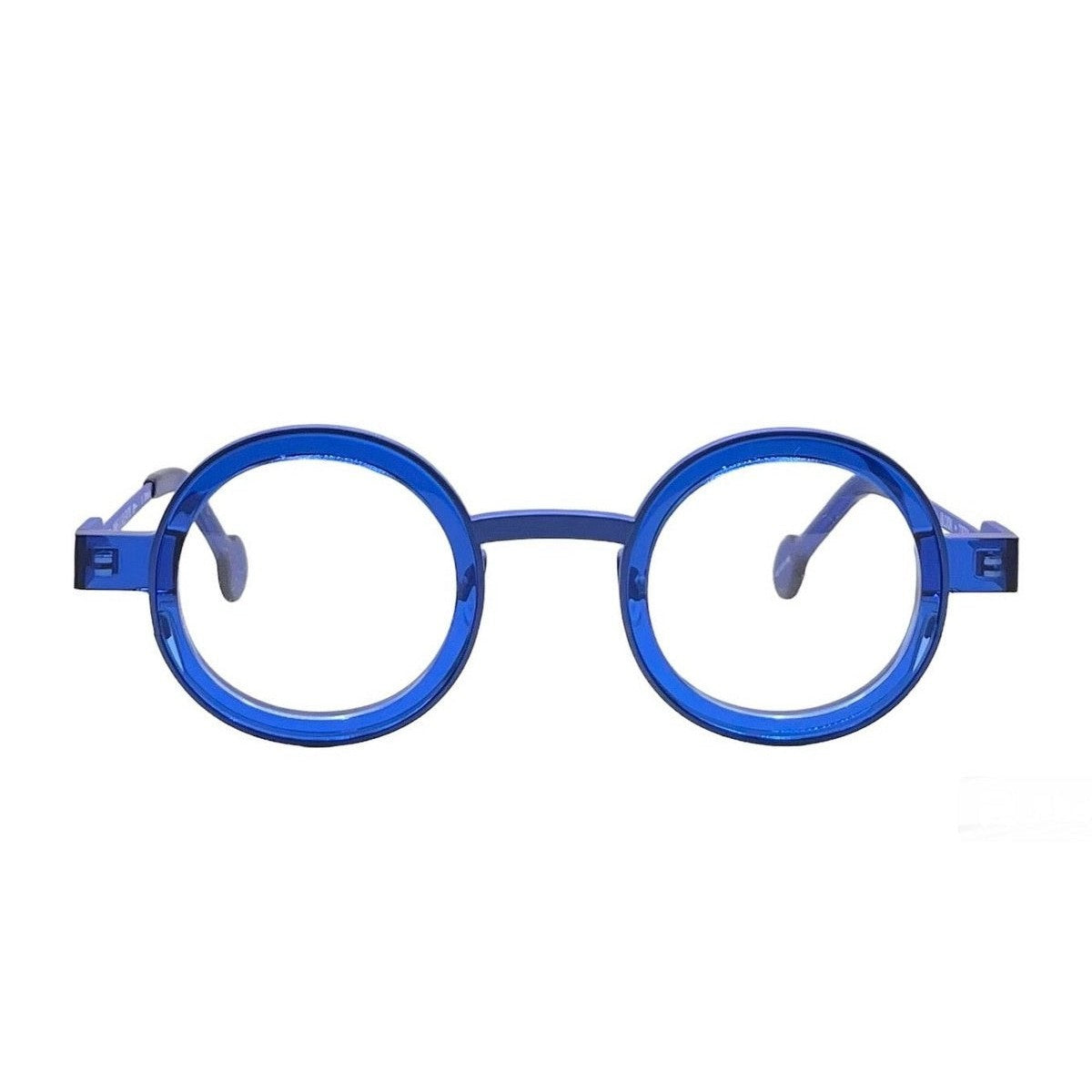 Lunettes de vue Anne et Valentin Blook titane et acetate bleu - vue de face