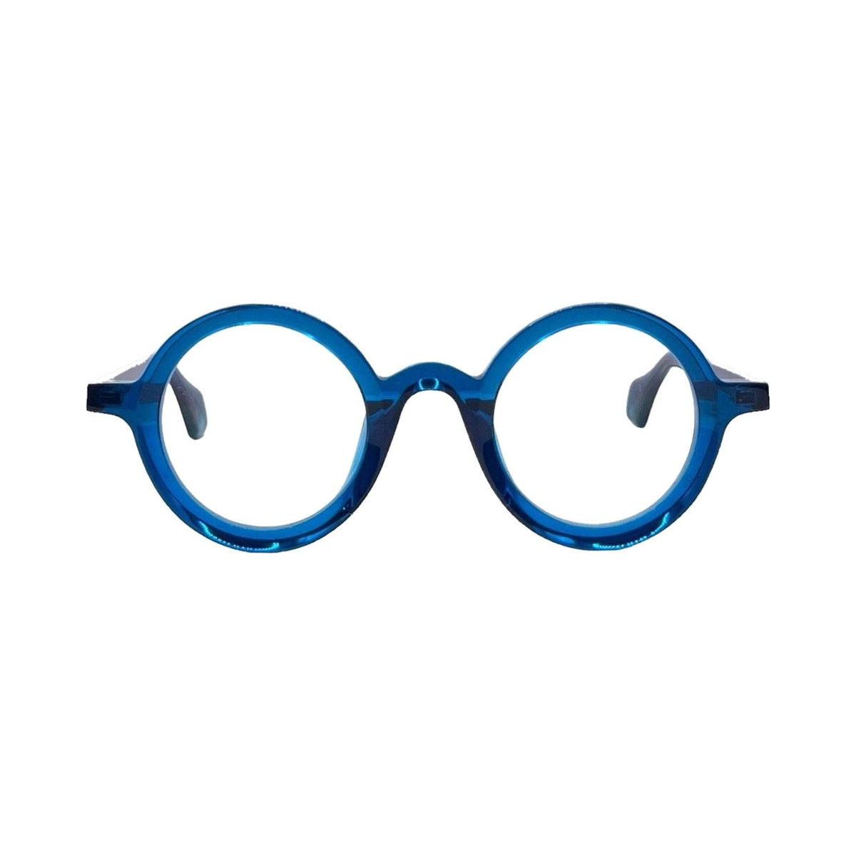 Lunettes de vue THEO Mille+88 acétate bleu translucide - vue de face