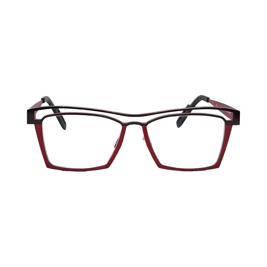 Lunettes de vue THEO Engetsu titane rouge - vue de face