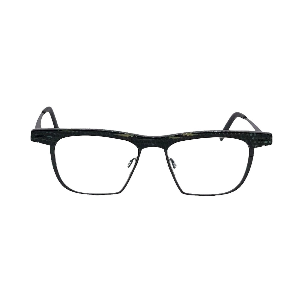 Lunettes de vue THEO Viazi titane noir et acétate noir - vue de face