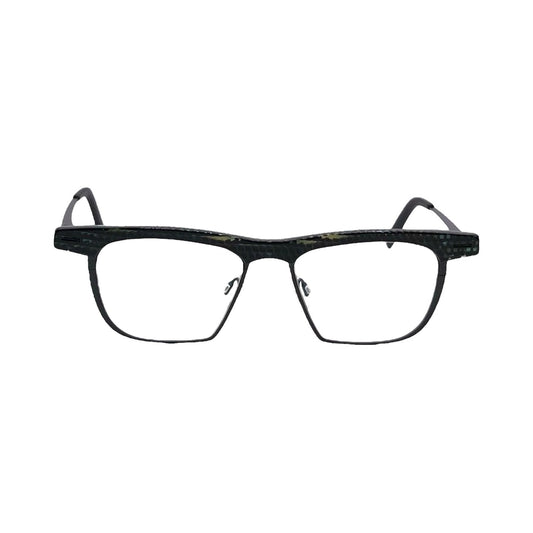 Lunettes de vue THEO Viazi titane noir et acétate noir - vue de face