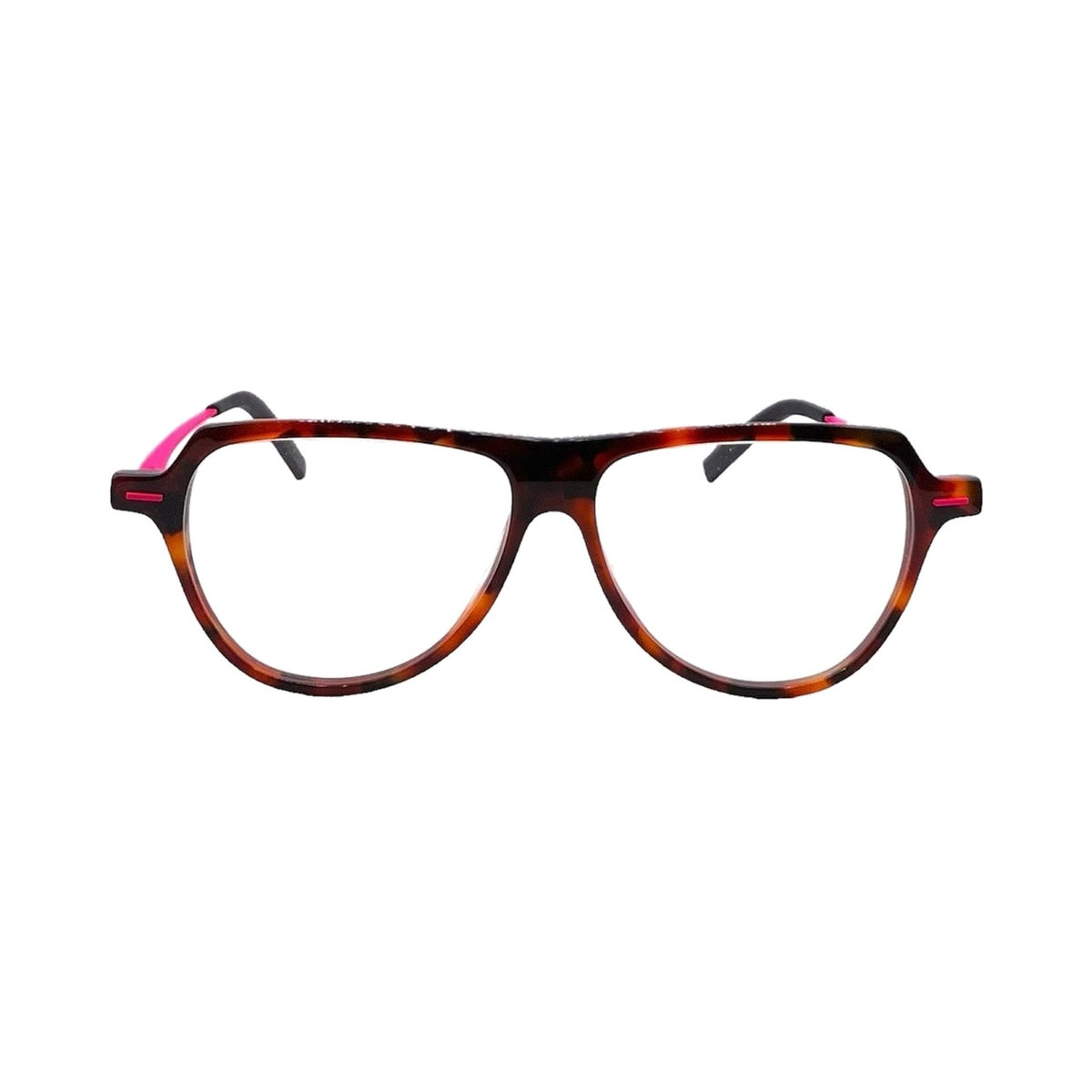 Lunettes de vue THEO Terpomo titane rose et acétate écaille - vue de face