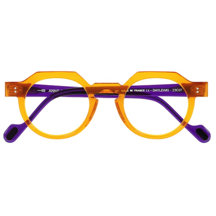 Lunettes de vue Anne et Valentin Daylewis acetate jaune et violet - vue de face