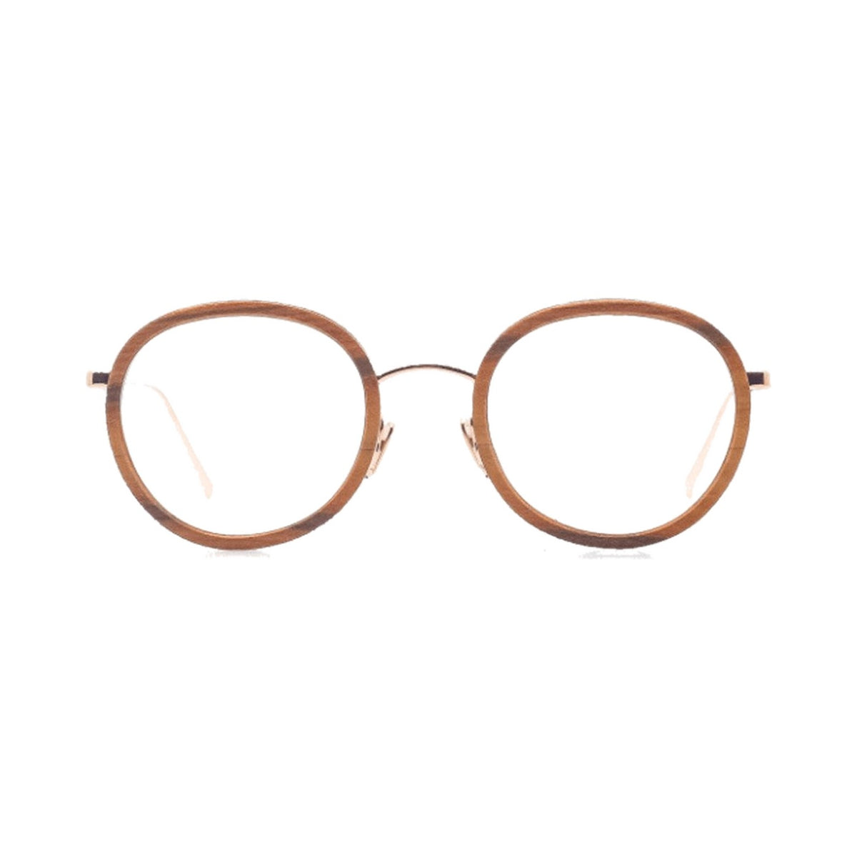 Lunettes de vue Shelter Andrea bois de frene et metal argente - vue de face