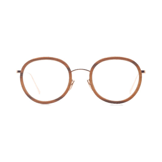 Lunettes de vue Shelter Andrea bois de frene et metal argente - vue de face