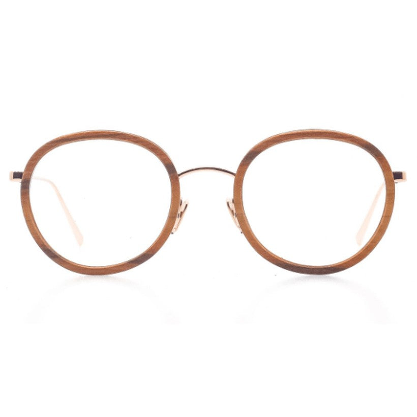 Lunettes de vue Shelter Andrea bois de frene et metal argente - vue de face
