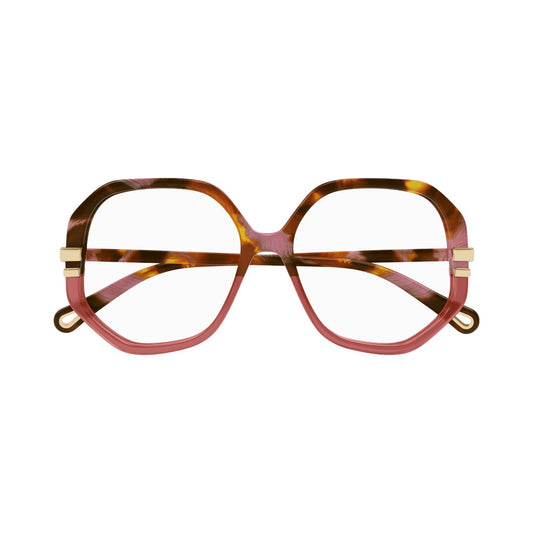 Lunettes de soleil Chloé CH0107O acétate écaille et rose - vue de face