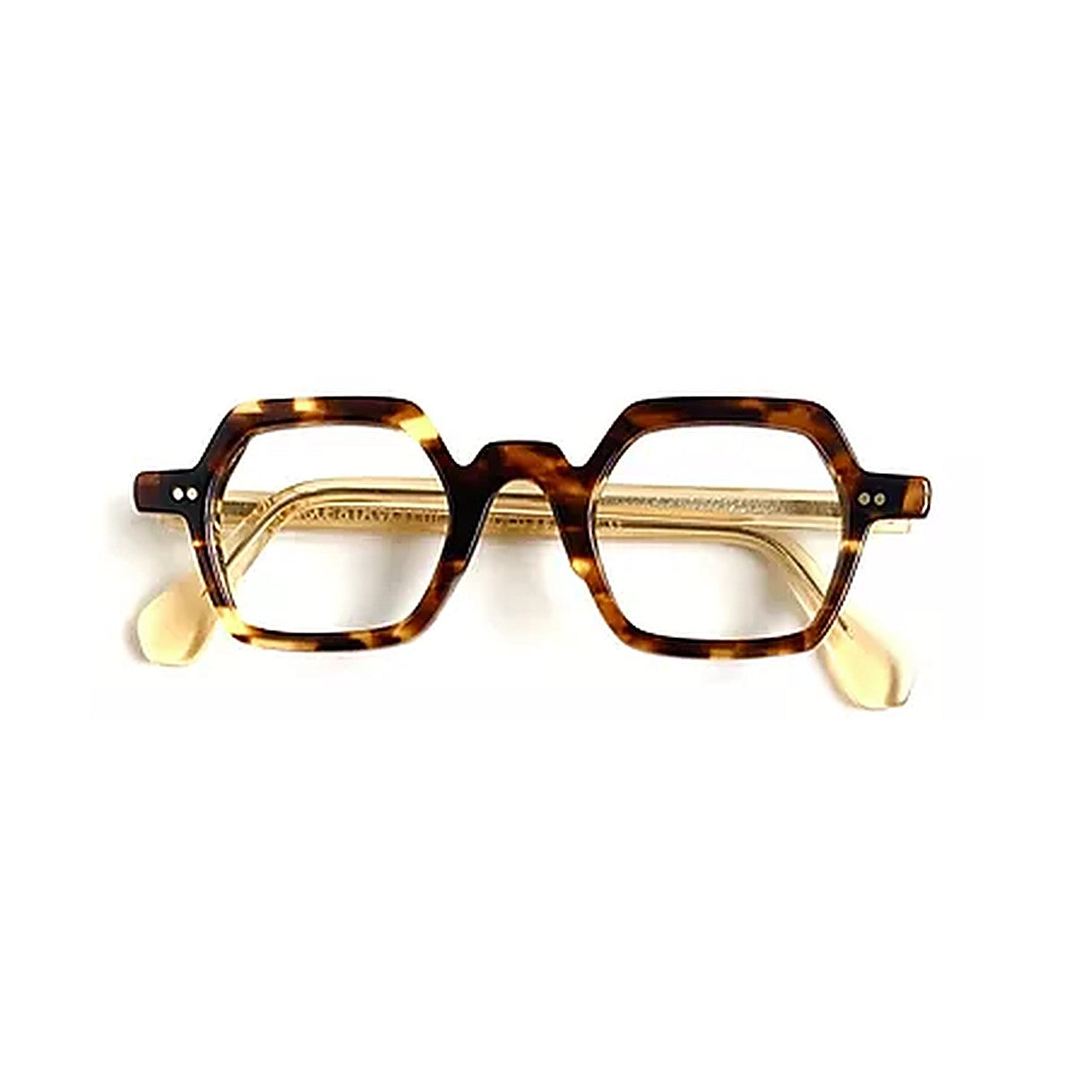 Lunettes de vue La Brique et La Violette Squarro acétate écaille et jaune transparent - vue de face