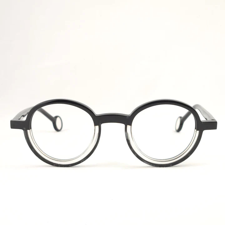 Lunettes de vue THEO Balancoire acétate cristal et noir - vue de face