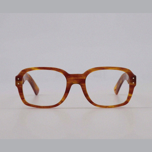 Lunettes ALF en acétate écaille rousse, vue de face.