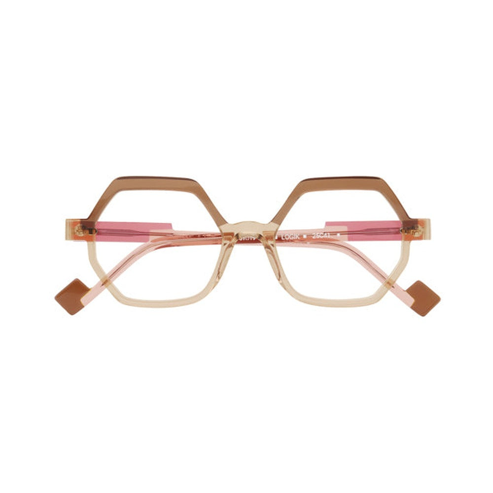 Anne et Valentin Logik transparent rose et marron - vue de face