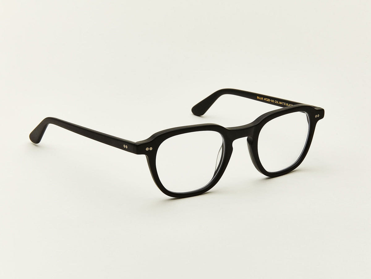 Moscot Billik Matte Black (noir mat) - vue trois quarts (visuel officiel)