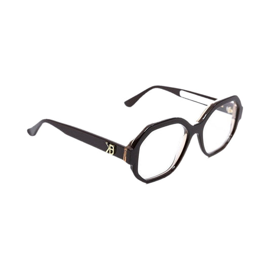 Lunettes de vue Emmanuelle Khanh Fame acetate noir papillon - vue de face