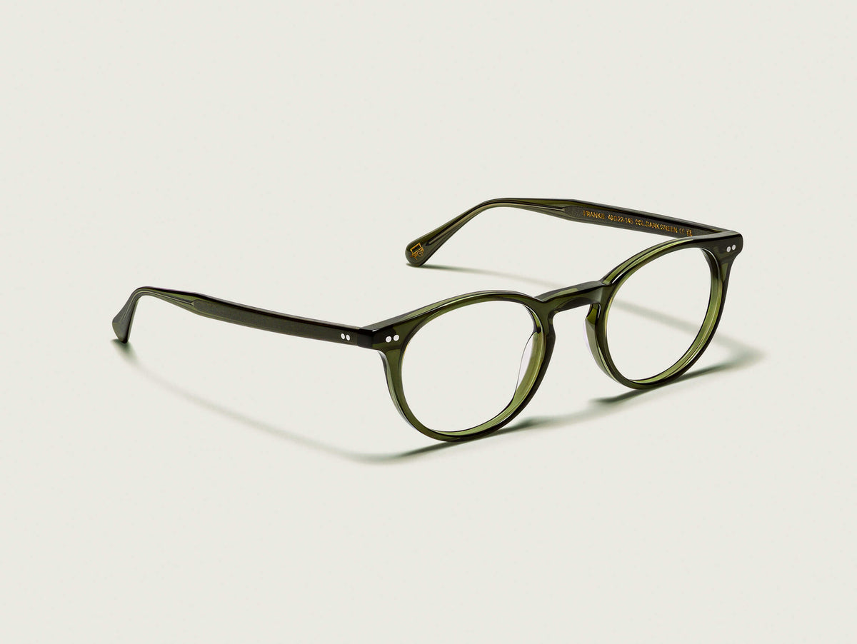 Moscot Frankie Dark Green (vert) - vue trois quarts (visuel officiel)