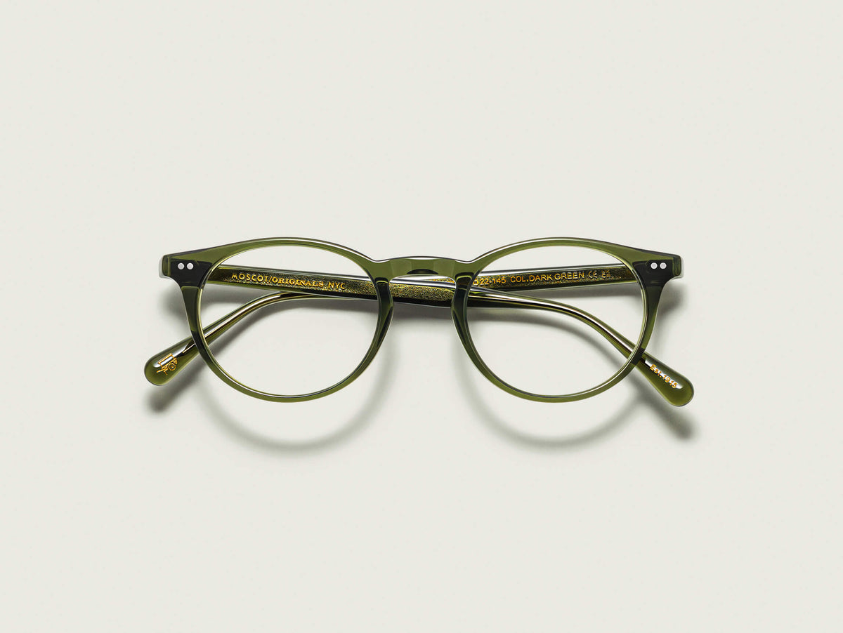Moscot Frankie Dark Green (vert) - vue pliée de face (visuel officiel)