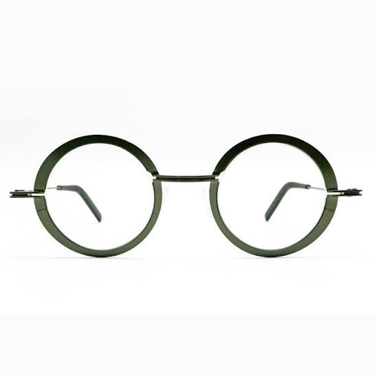 Lunettes de vue THEO Crunchy titane vert - vue de face