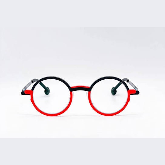 Lunettes de vue Theo Shinjuku titane noir et rouge - vue de face