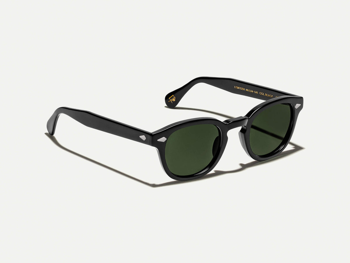 Moscot Lemtosh Sun Black verres G-15 - vue trois quarts (visuel officiel)