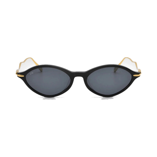 Lunettes de soleil For Art's Sake Totto métal doré et acétate noir - vue de face