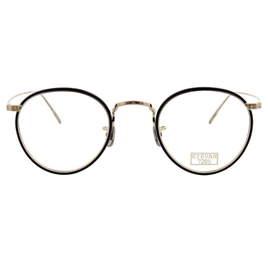 Lunettes de vue Eyevan 717W titane doré et acétate noir - vue de face