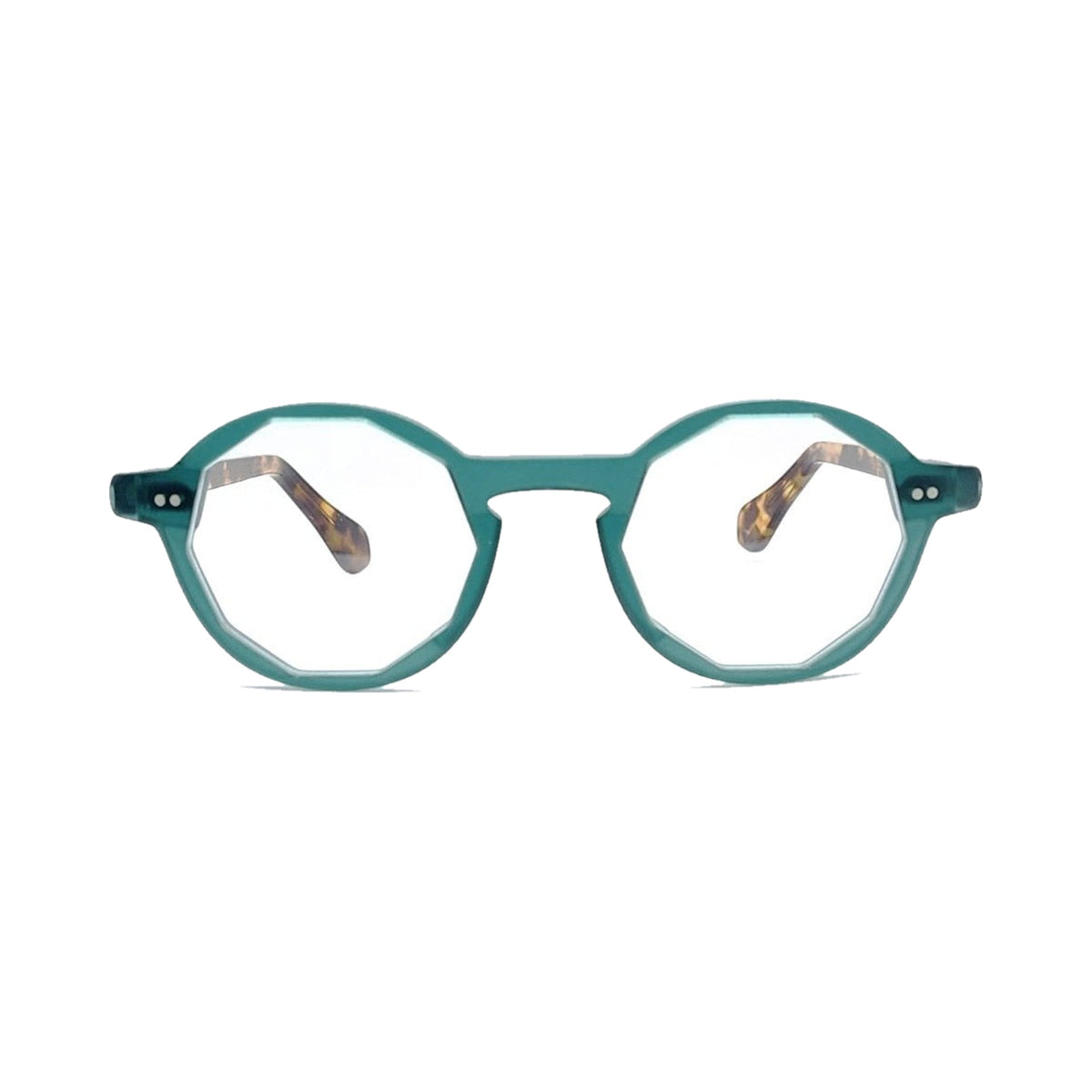 Lunettes de vue La Brique et La Violette Caps acétate vert et écaille - vue de face