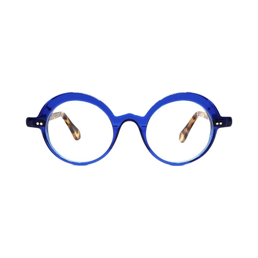 Lunettes de vue La Brique et La Violette Joelle acétate bleu et écaille - vue de face