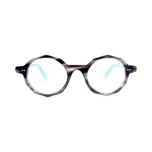 Lunettes de vue La Brique et La Violette Nut acétate gris mat et vert menthe - vue de face