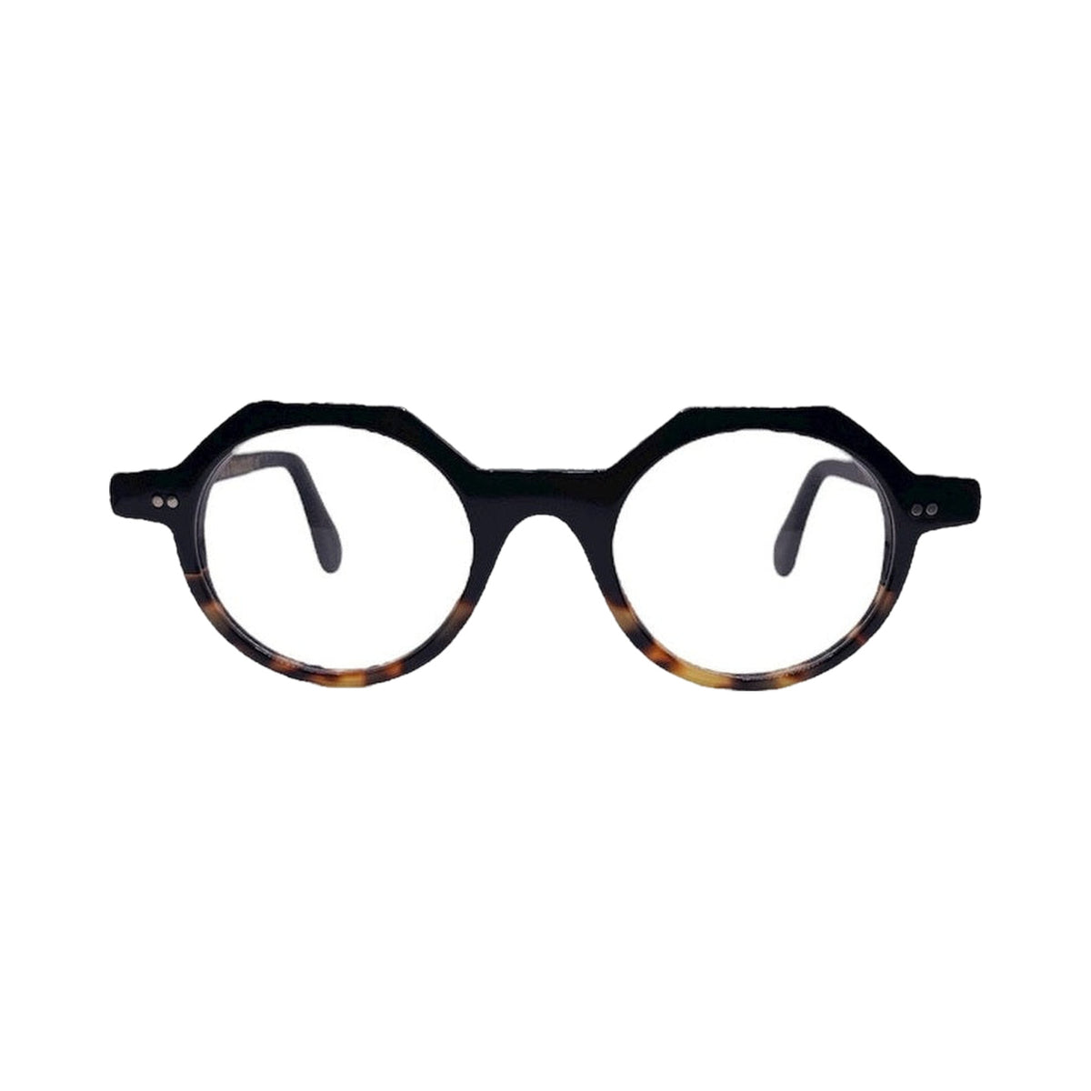 Lunettes de vue La Brique et La Violette Tony acétate noir et écaille - vue de face