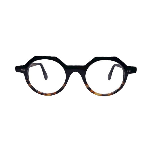 Lunettes de vue La Brique et La Violette Tony acétate noir et écaille - vue de face