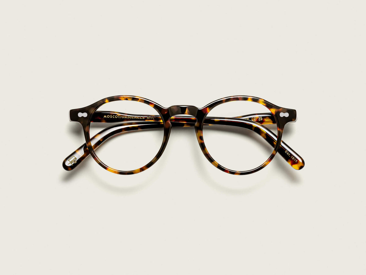 Moscot Miltzen Tortoise (écaille havana) - vue pliée de face (visuel officiel)