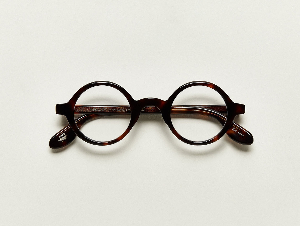Moscot Zolman Amber Tortoise (écaille ambre) - vue pliée de face (visuel officiel)